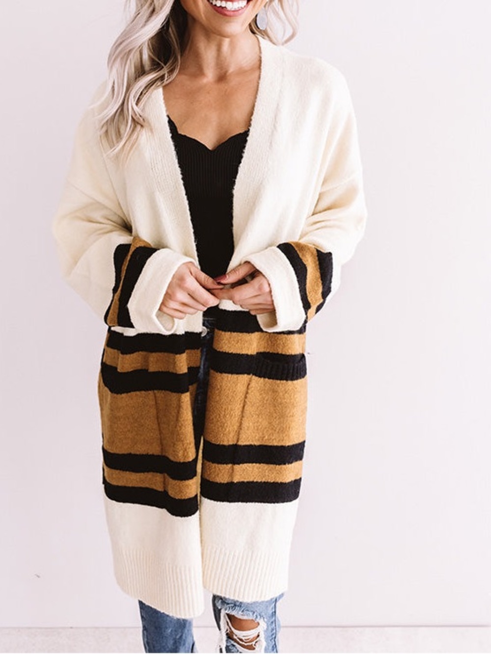 Vestique Along The Vineyard Cardigan Cream Open Cardigan